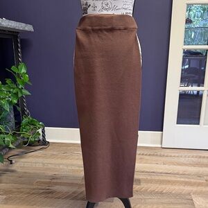 Brown Midaxi Knit Pencil Skirt - Unbranded